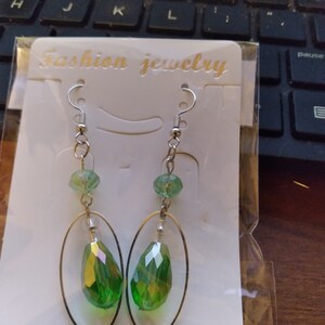 Sparkling Green, Sparkling Crystal Earrings, Green Crystal Dangle Earrings, Faceted Drop Earirngs, Gift for her, Beaded Crystal Earrings