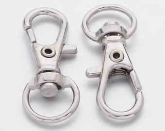 Alloy Swivel Lobster Claw Clasps, Swivel Snap Hook, Jewelry Making Supply, Silver, 30.5x11x6mm, Hole: 5x10mm, pack of 5, 10, 25, 50 or 100