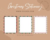 Holiday Letter Paper, Red & Green Christmas Stationery (8.5x11 Digital)
