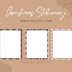 Papelería navideña imprimible, Papel de carta navideño colorido rojo y verde, Membretes, 12 diseños, 8,5 pulg. x 11 pulg.