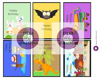 Handmade Digital Card Toppers for Card Making; Happy Birthday Set 5; DIY Card Making; Card Sentiments