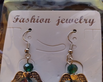 Crystal Drop Earrings: Blue-Green Beaded Dangles (Lightweight, Sparkling)