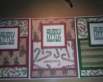 Merry Little Christmas Cards, 12pc set, Gift set, handmade Christmas card set, Christmas bundle, variety set, bulk assorted Christmas cards