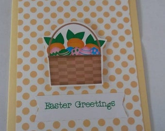 Handmade Easter themed greeting card; easter basket notecard, clean and simple notecard, note card set, spring notecard, homemade notecard