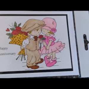 Handmade Anniversary Card: Hand Stamped Floral Greeting Card