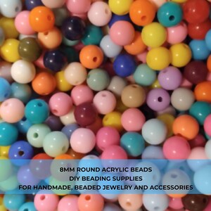 Mixed Acrylic Round Beads 8mm: DIY Jewelry Making Supplies
