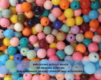 Mixed Acrylic Round Beads - 8mm for Bracelets and Necklaces