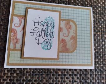 Seahorse Father's Day Card: Handmade Masculine Nautical Design