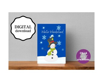 Printable Snowman Card: Winter Wonderland Holiday (PDF Download)