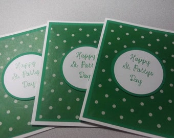 St. Patrick's Day Card Set: Handmade with Green Glitter Sentiment