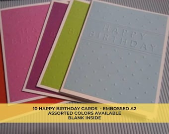 Cartes de joyeux anniversaire en relief - A2 faites main, assortiment de couleurs vives