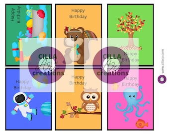 Handmade Digital Card Toppers for Card Making; Happy Birthday Set 3; DIY Card Making; Card Sentiments