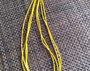 Boho Seed Bead Necklace: Yellow Multistrand Statement Jewelry