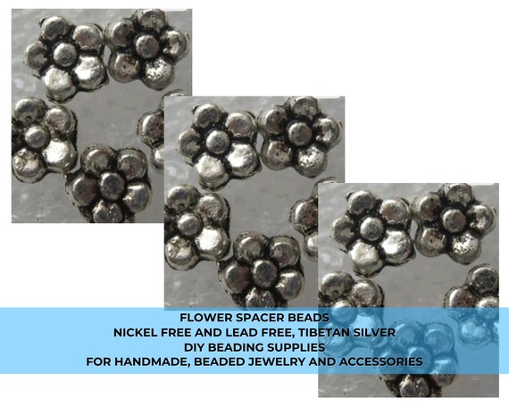 Flower Spacer Beads: Tibetan Silver Design - Nickel & Lead-Free