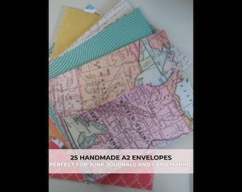 Handmade A2 Envelopes: Mixed Color, White & Patterned Paper (25 Count)