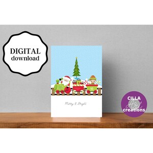 Biglietti di Natale stampabili, biglietti di buone feste, biglietti di auguri, biglietti di buon Natale con download istantaneo, biglietto di Natale con scena natalizia