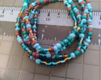 Handmade beaded stretch seed bead bracelet, log cabin by the lake  mix. Single bracelet, stackable bracelets, 6/0 beads, 4mm