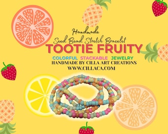 Seed Bead Bracelet: Colorful Handmade Stretch - Boho Style