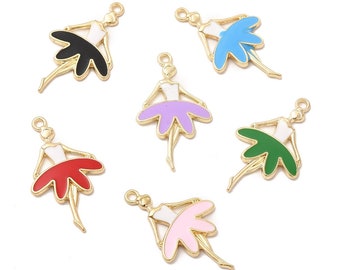 Alloy Enamel Pendants, Ballerina Charm, Mixed Color