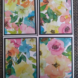 12 handmade watercolor floral greeting cards; homemade greeting cards, blank greeting cards, A2 floral watercolor cards