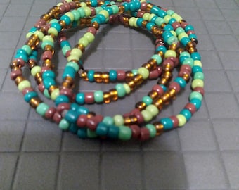 Handmade beaded stretch seed bead bracelet, forest deep mix. Single bracelet, stackable bracelets, 6/0 beads, 4mm