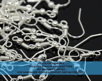 Earring Hooks: Silver, Nickel & Lead Free (50 to 100 Pieces)