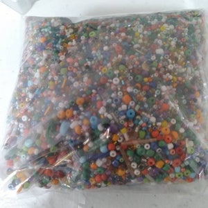 1lb bead destash, Colorful Mixed Seed Beads, mixed sizes 15/0-6/0, mixed colors and shapes, 450 grams, bead confetti, Bead Soup image 4