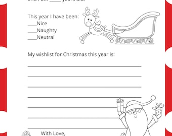 Letter to Santa Coloring Page - Printable Christmas Wish List