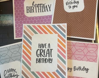 Handmade Birthday Card Set | Assorted Colorful Greetings, Envelopes Included