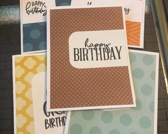 Handmade Birthday Card Set | Assorted Colorful Greetings, 5 Cards (A2 Size)