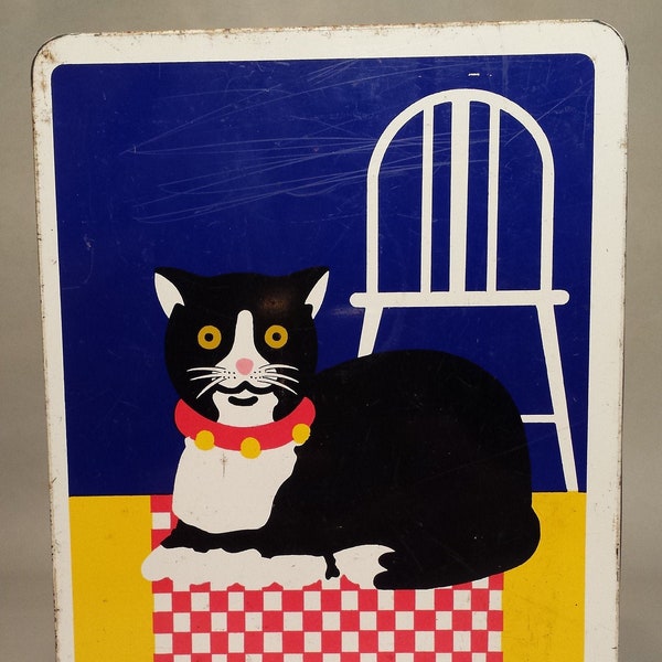 Vintage Case Manufacturing  Black and White Cat Tin