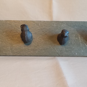 Vintage Cast Iron And Slate Birds&#39; Heads Wall Hooks