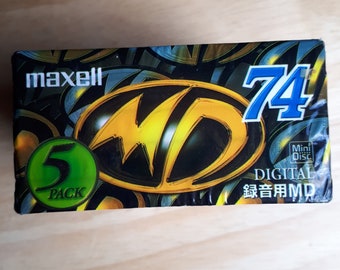 Lot De 5 Minidisques Maxell Burari 74 Minutes - Transparents Avec étuis