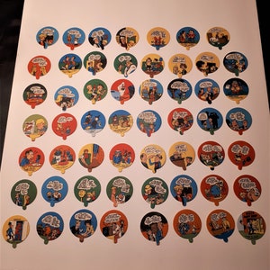 Vintage Topps 1971 Rocks O' Gum Candy Lids Complet 55 Tops Set