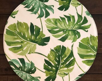 Aoonee Tropical Beauty White Hibiscus Pattern Placemats Set of 4 Durable Round Washable PVC Place-Mats 15.5 Inches for Dining Table Aoonee Tropical Beauty White Hibiscus Pattern Placemats Set of 4 Durable Round Washable PVC Place-Mats 15.5 Inches for Dining Table