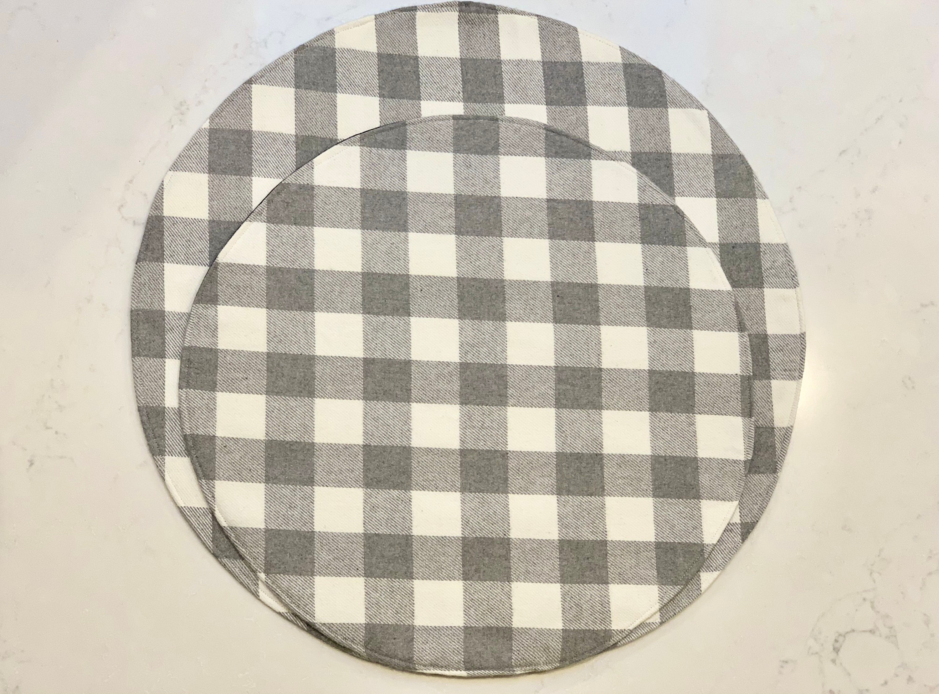 Gray & White Round Buffalo Plaid Placemat Etsy
