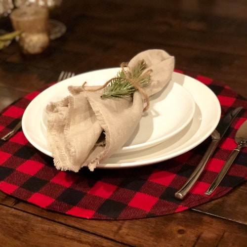 Red Ruffles Burlap Placemat Home Table Decor16'' Etsy
