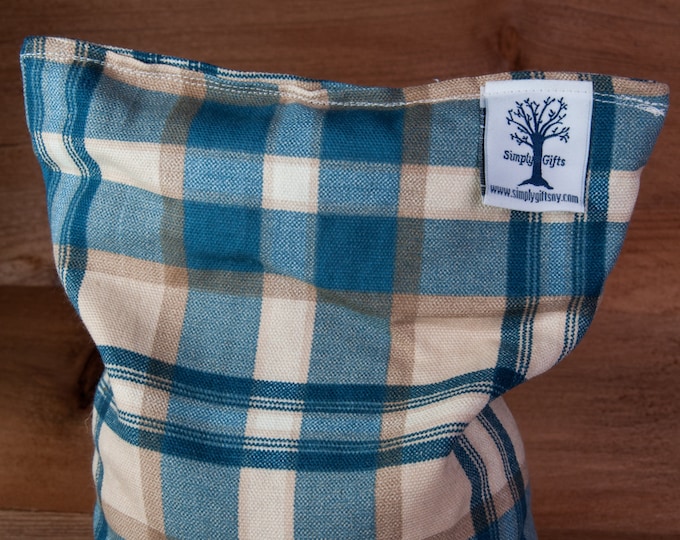 Large Brown & Blue plaid heating pad
