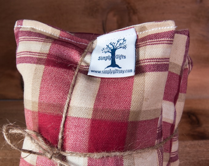 Extra Long Corn Bag - Red Plaid - Hot and Cold Therapy, Moist Heat Benefits, Natural Pain Relief, Gifts for All Ages, Heating Pad