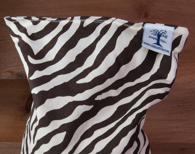 Large Corn Bag - Brown Zebra - Hot and Cold Therapy, Moist Heat, Natural Pain Relief, Gifts for All Ages, Heating Pad