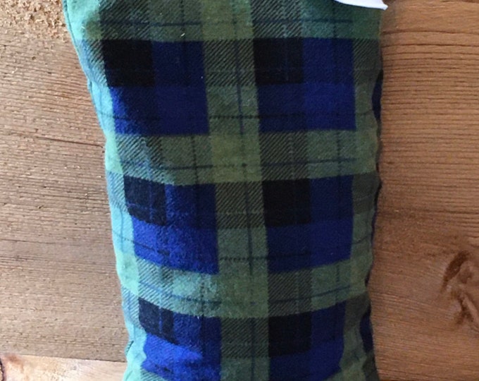 Medium Corn Bag - Skylar Blue Green Plaid - Hot and Cold Therapy, Moist Heat, Natural Pain Relief, Gifts for All Ages, Heating Pad