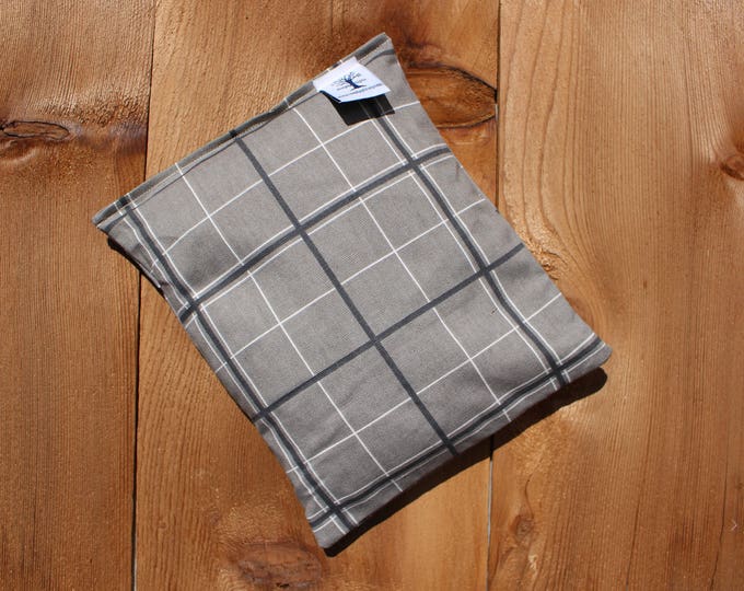 Large Corn Bag - Checkerboard Grey -  Hot and Cold Therapy, Moist Heat, Natural Pain Relief, Gifts for All Ages, Heating Pad
