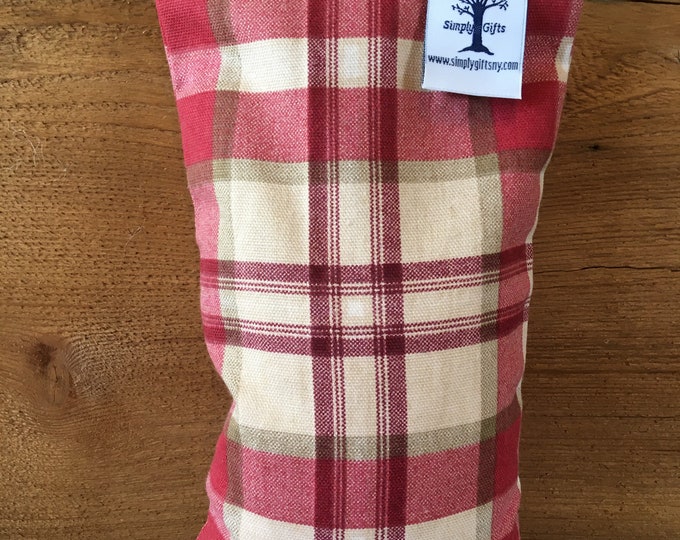 Medium Corn Bag - Red Plaid - Hot and Cold Therapy, Moist Heat, Natural Pain Relief, Gifts for All Ages, Heating Pad