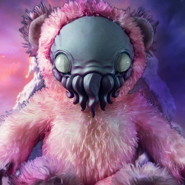 Furry Pink Cthulhu Sea Monster / Lovecraftian Art / Regalo de Halloween hecho a mano / Decoración gótica del hogar / HP Lovecraft Inspirado Cthulhu Peluche