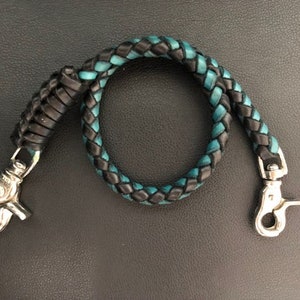 Leather Wallet Chain 18 inch - Braided Wallet Chain - Leather Wallet Strap - Geldbeutelkette aus Leder 45 cm