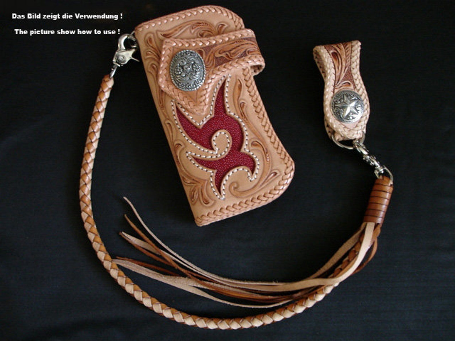 Leather Wallet Chain - Braided Wallet Chain - Leather Wallet Strap ...