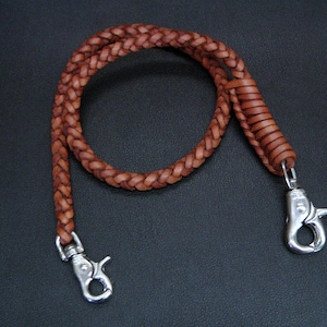 Leather Wallet Chain 18 inch - Braided Wallet Chain - Leather Wallet Strap - Leather wallet chain 45 cm