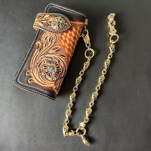 Cadena de billetera de latón macizo con calaveras - Cadena de billetera de latón macizo con calaveras n.° 3