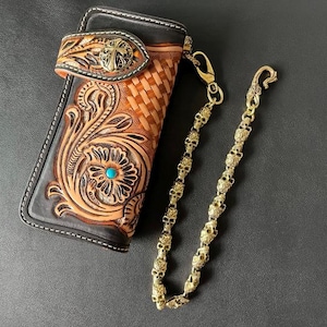 Cadena de billetera de latón macizo con calaveras - Cadena de billetera de latón macizo con calaveras n.° 4