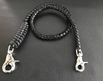 Leather Wallet Chain 18 inch - Braided Wallet Chain - Leather Wallet Strap - Leather wallet chain 45 cm